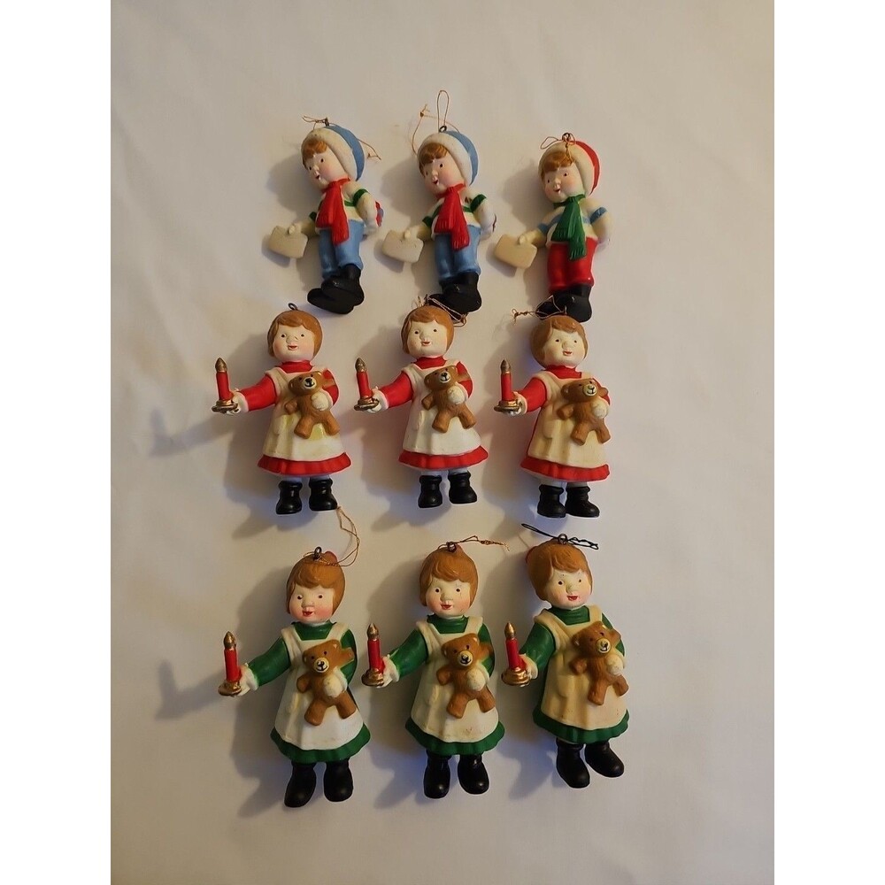 Vintage men and women ornaments not marked set of 9